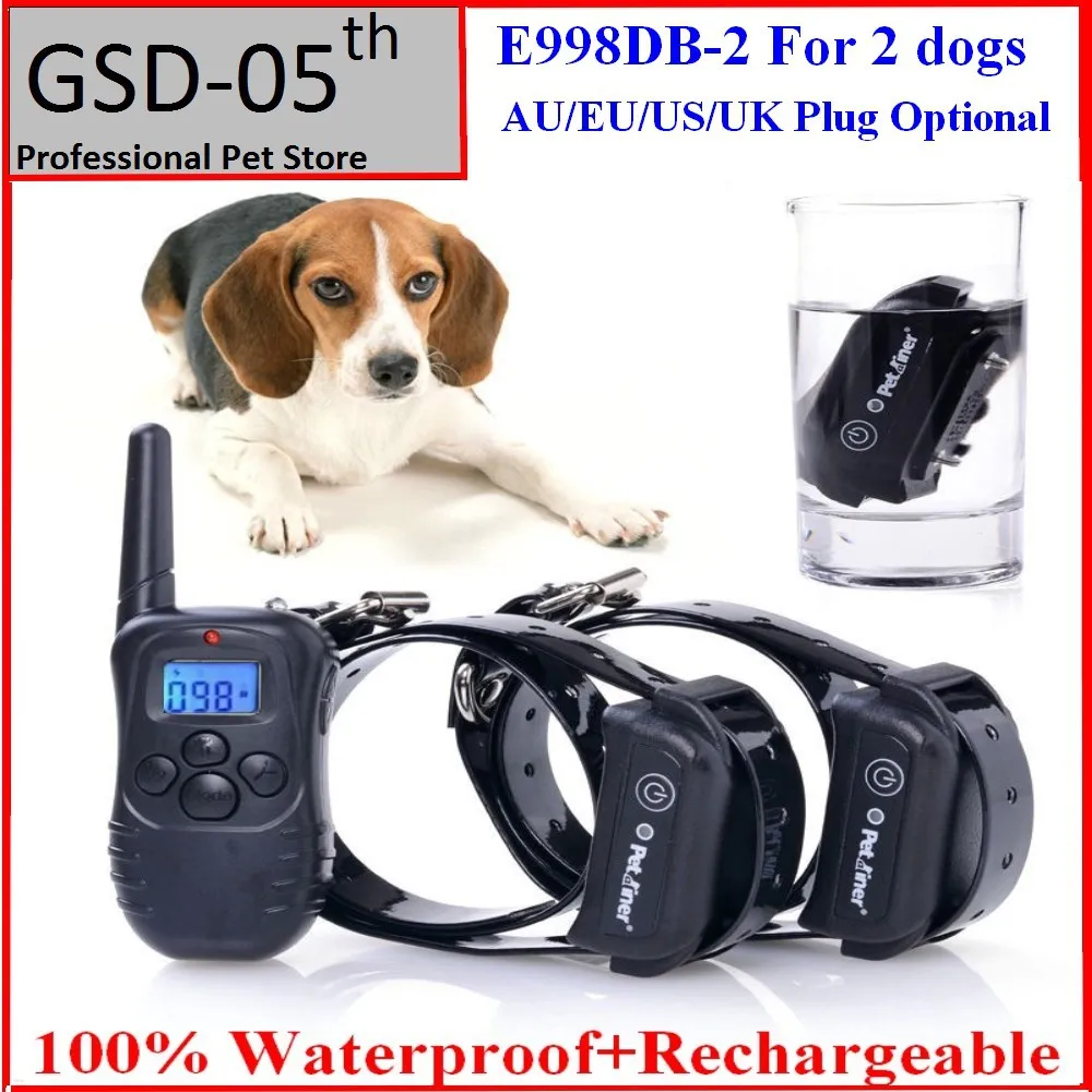 Pet Dog Training Collar Blue LCD Waterproof Rechargeable Electronic
