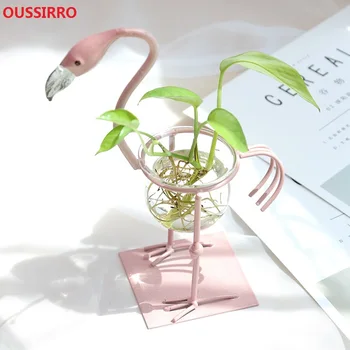 

OUSSIRRO Flamingo hydroponics small vase green turnip container decoration ins creative home living room desktop deco