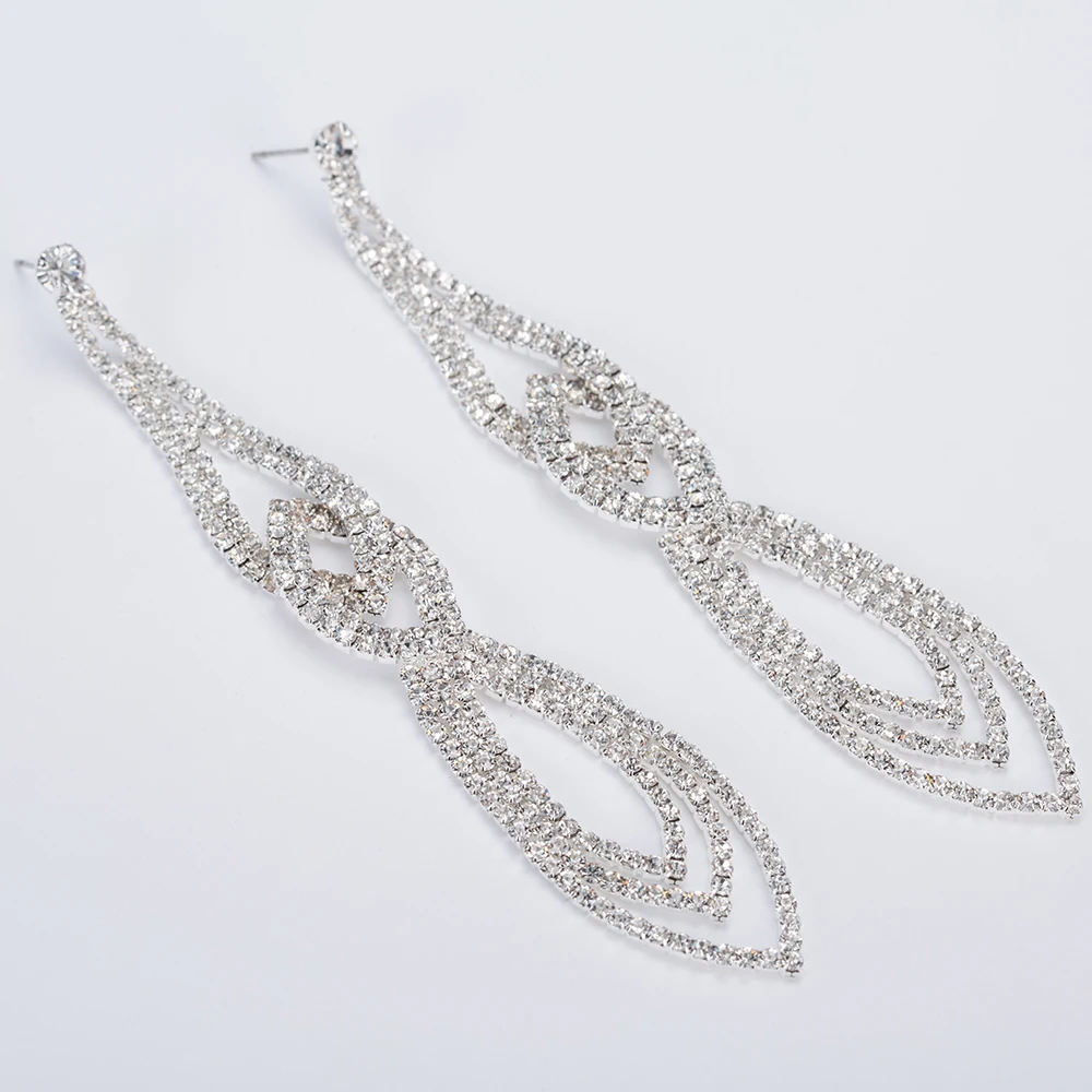 

YFJEWE Classic Crystal Long Dangle Earrings Women Wedding Elegant Party Accessories Drop Earrings Jewelry Female E468