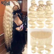 

Honey Blonde 613 Hair with Frontal Peruvian Body Wave Hair with Frontal Human Remy Hair Extension with Frontal Closure Styleicon