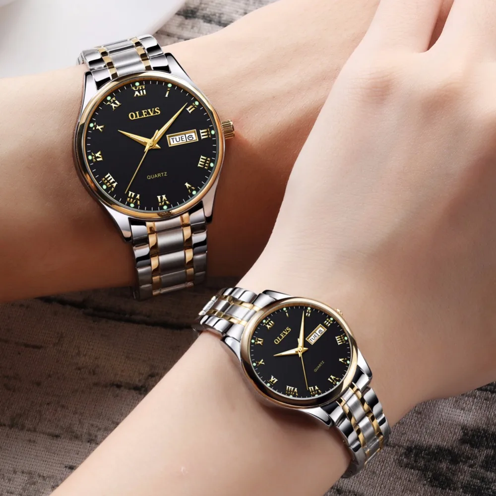 Часы OLEVS для пар женские часы из нержавеющей стали мужские uhr Reloje mujer montre femme