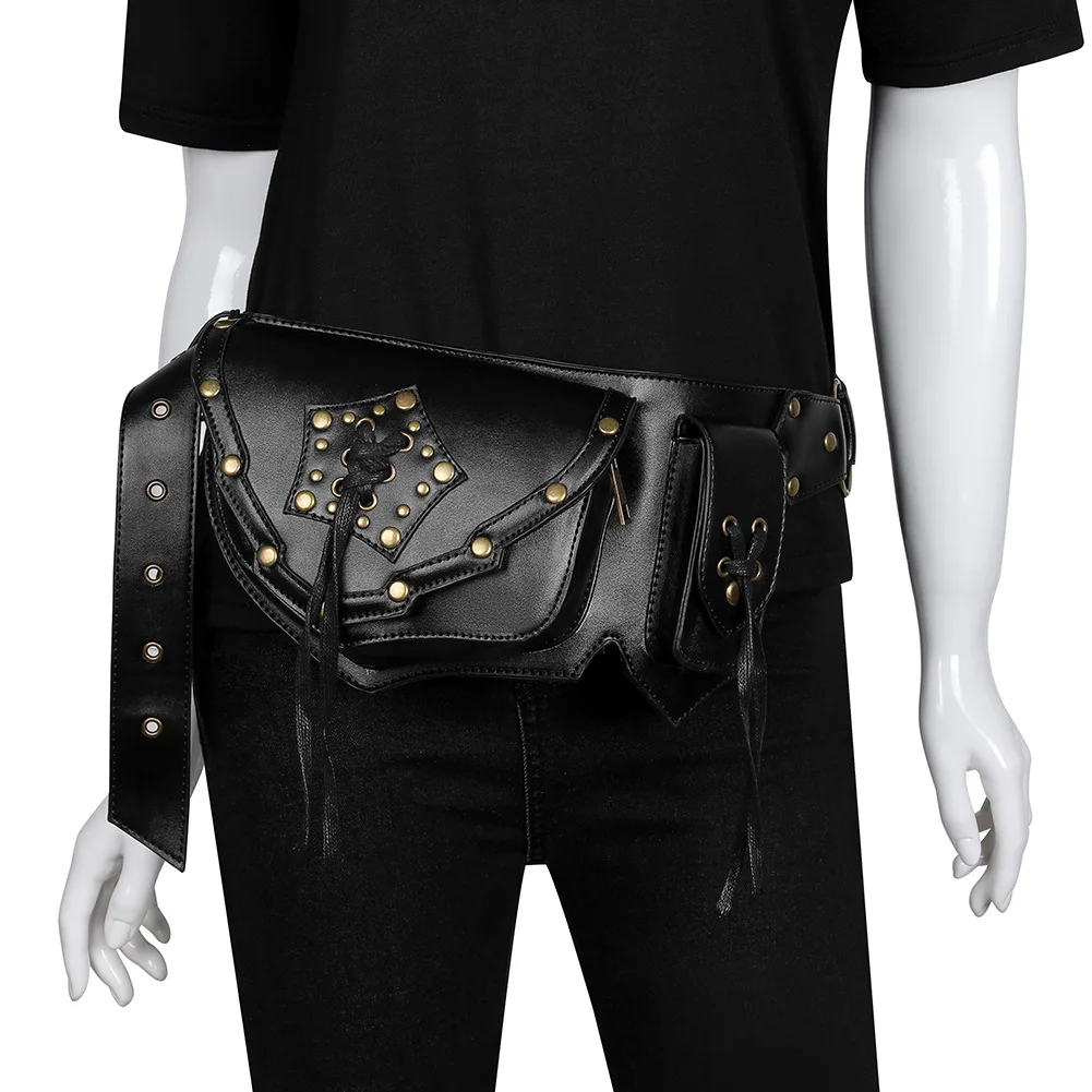 Ms. 2019 новые сумки в стиле стимпанк тактические мужские карманы телефон Ретро Индивидуальность сплошной цвет PU Металл стереоскопический