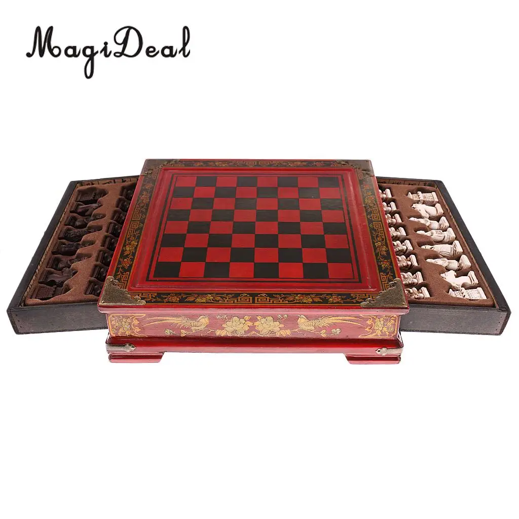 High-end Collectibles Vintage Chinese Terracotta Warriors Chess Board Games Set Gift Home Leisure for Friends Family