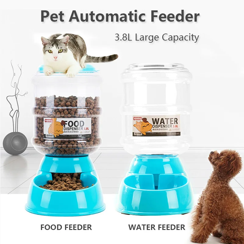 

1 PCs 3.8L Automatic Pet Feeder Water Food Dispenser Large Capacity Fountain Water Dog/Cat Bowl Drinking Feeding Pet Supplies