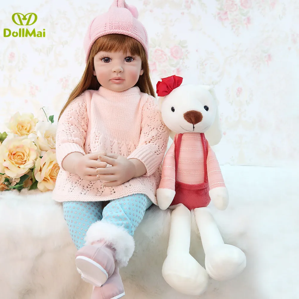 Bebes Reborn Dolls de Silicone Girl хлопковое тело 60 см младенец Кукла реборн игрушки для детей Новорожденный ребенок bebe кукла rebon подарки