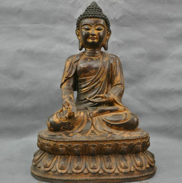 

16'' China Tibetan Buddhism Sakyamuni Buddha Bronze Statue R0713
