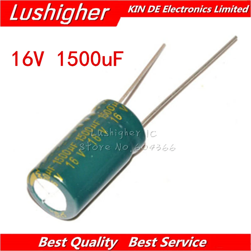 10 шт. 16V1500UF 10*20 мм 1500 мкФ 16V 10x20 мм Алюминий электролитический конденсатор с алюминиевой крышкой, DIP