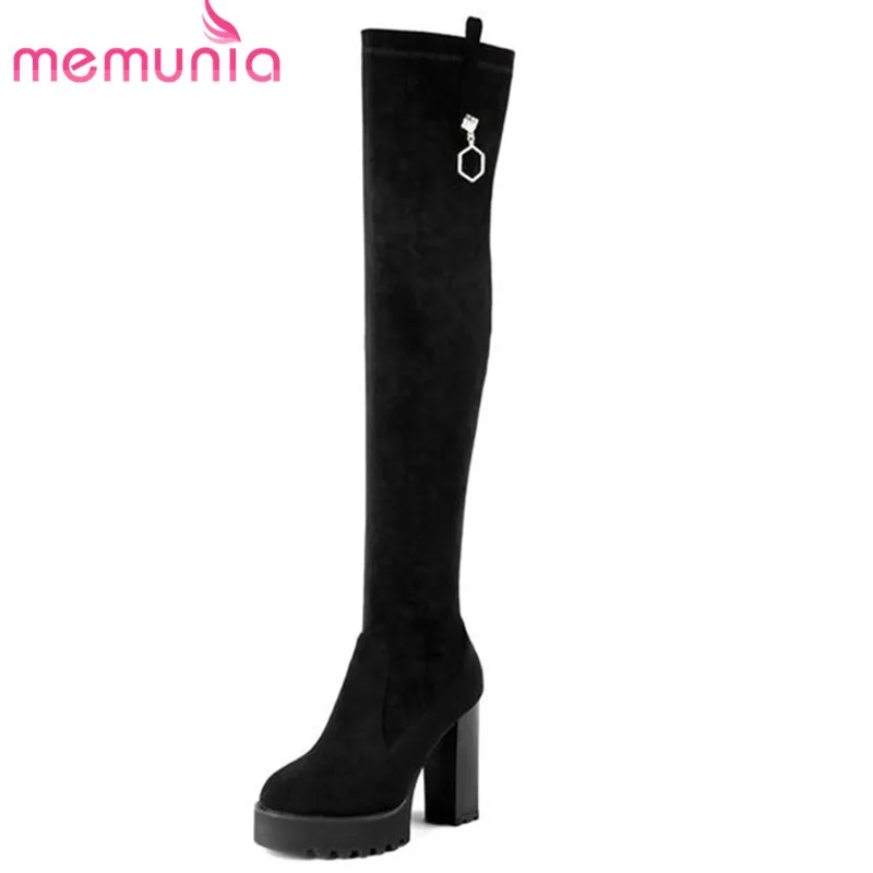 MEMUNIA 2020 new arrive thigh high boots women slip on black long boots round toe autumn winter boots sexy platform shoes woman MEMUNIA 2020 new arrive thigh high boots women slip on black long boots round toe autumn winter boots sexy platform shoes woman