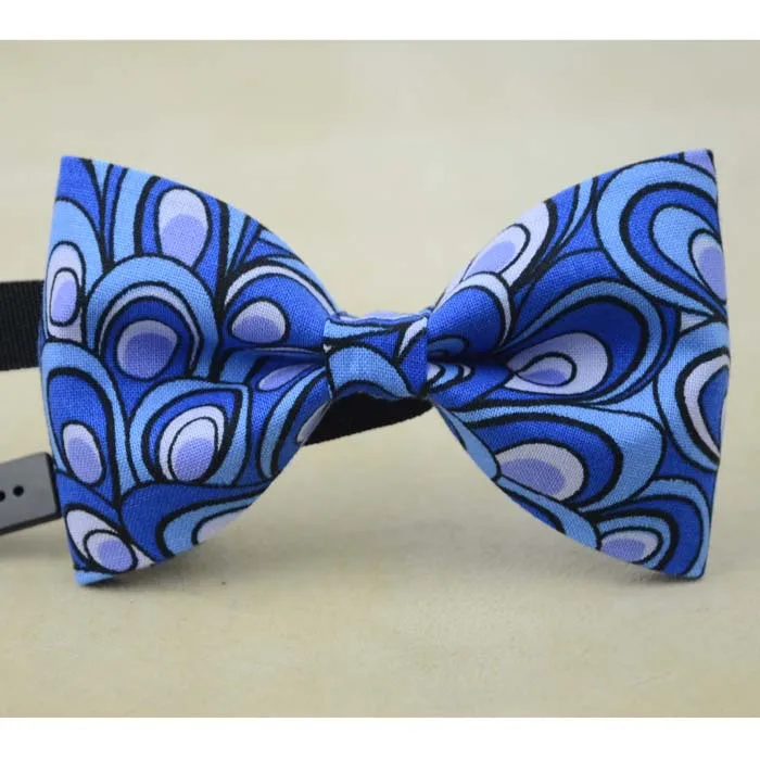 light blue peacock tail print bow tie floral neckties for men handmade ...