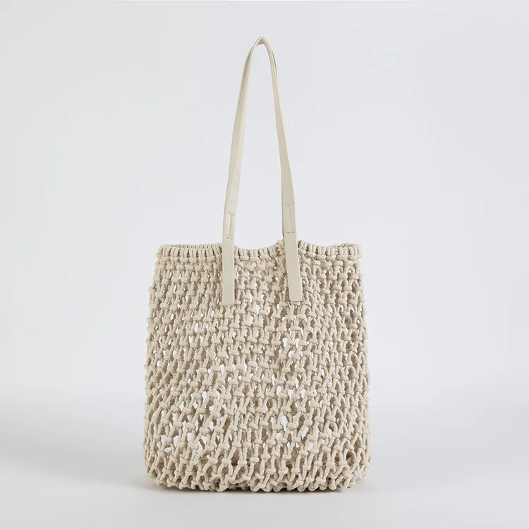 

2019 new Korean version of the Japanese ins wind simple solid color hand-woven cotton summer straw bag