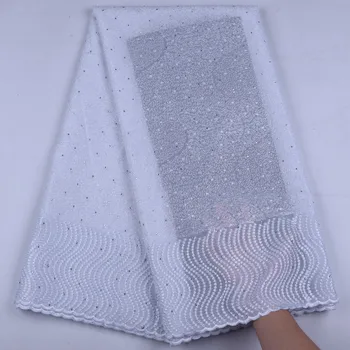 

New Pure White Swiss Voile Lace In Switzerland With Stones African Dry Lace Fabric High Quality Nigerian Lace For Everyone 1662B