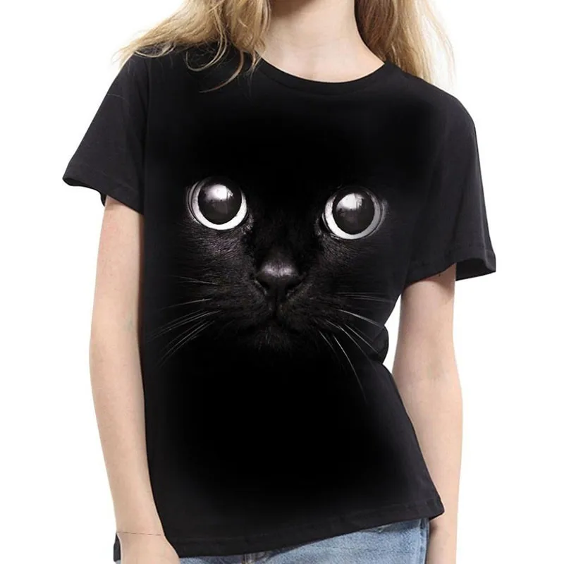 1pc New Cute Harjuku 3D Cat Print T-shirt For Women Men Short Sleeve Tops Tees Lovers Unisex Tshirt Plus Size XS-2XL | Женская одежда