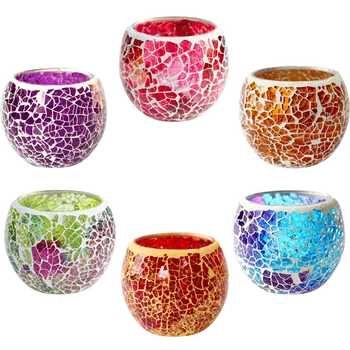 

Moroccan Handmade Glass Mosaic Candle Holder Festival wedding Decorative Tea Candlestick Candlelight Dinner Desk Decor