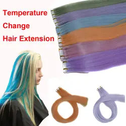 Haicar Температура Изменение для женщин Красочные прямые волосы расширение шиньоны 180316 Прямая доставка