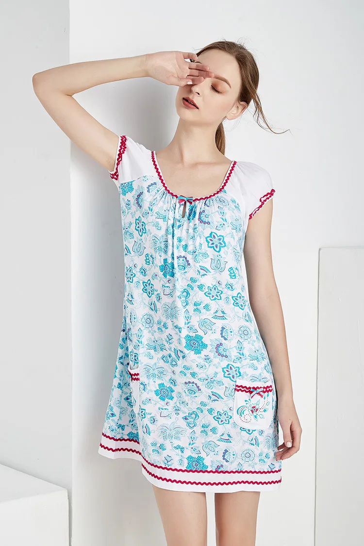 Short Sleeve Nightgowns Women Soft Modal Ladies Sleepwear Home Wear