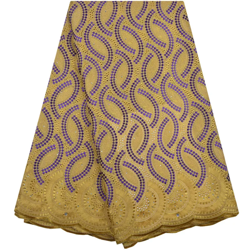 

Wholesale African Dry Lace Fabric Swiss Voile High Quality Laces Fabric With Stones Embroidered Nigerian For Wedding Dress 1261