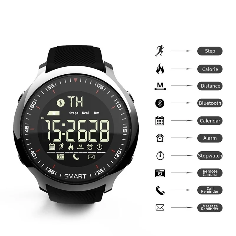 Comprar Reloj deportivo 2019 reloj inteligente con Bluetooth resistente al agua para hombres reloj Digital Ultra largo en espera llamada y recordatorio SMS reloj inteligente para mujeres