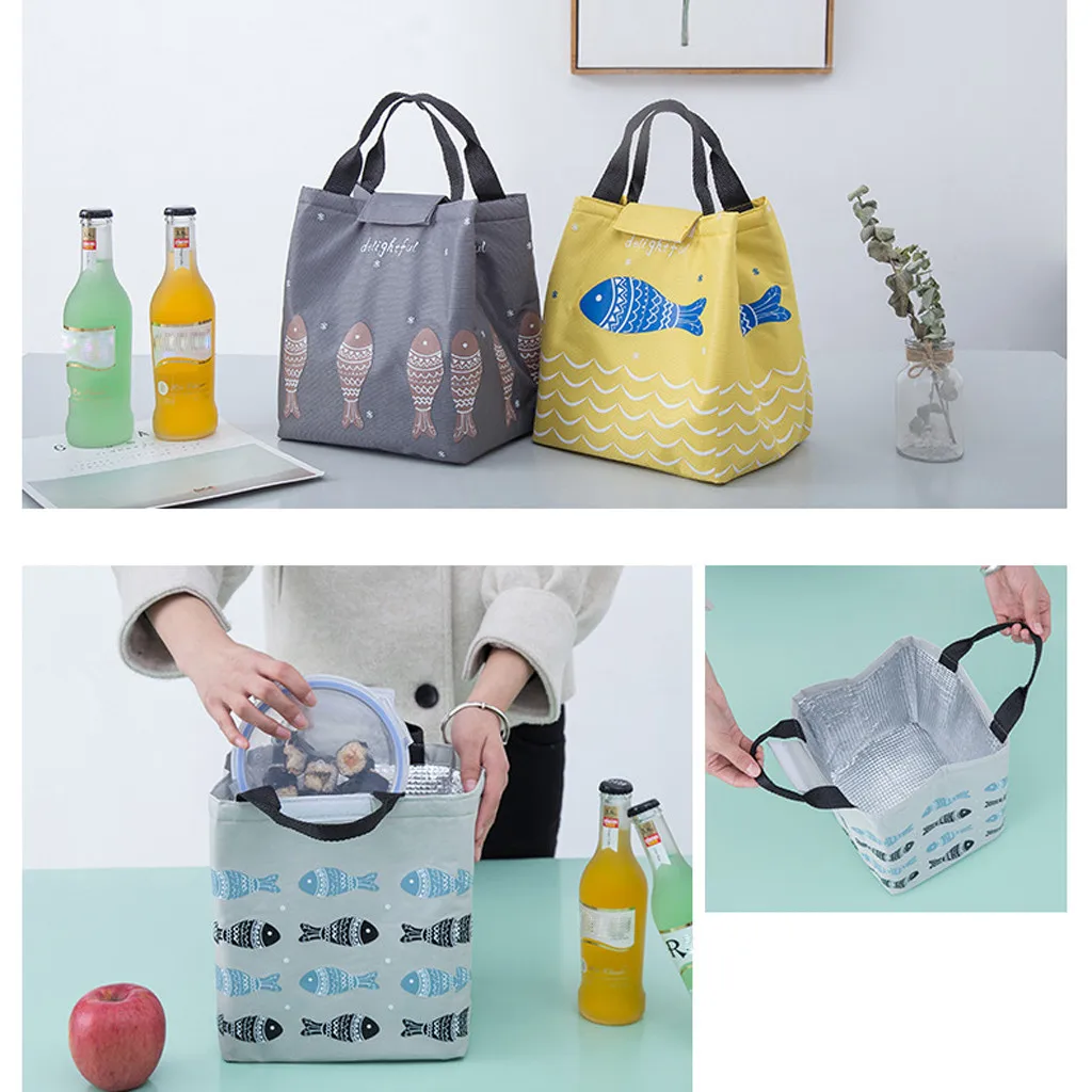 Waterproof lunch bag for women kids men refrigerator lunch bag canvas bag portable insulation bag