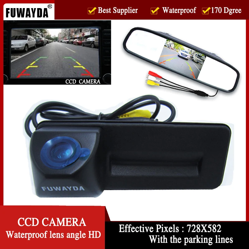 Car Trunk Handle Rear View Backup Reversing Camera Image For VW Tiguan 2012-2016