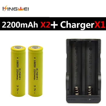 

100% Original Brand New 2 X KingWei 18650 2200mah Batteries With 3.7v Rechargeable Li-ion Battery Fast Charger