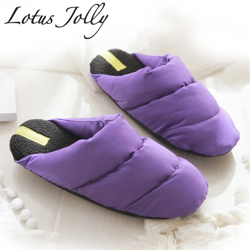 Women Winter Warm Slippers Couple Waterproof Feather Cotton Slippers