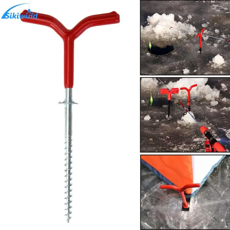 

20 x 9.5cm Outdoor Stainless Steel Screw Fixed Nail Ice Fishing Auger Spiral Drill Rod Holder Fishing Tackle Tools Accessories