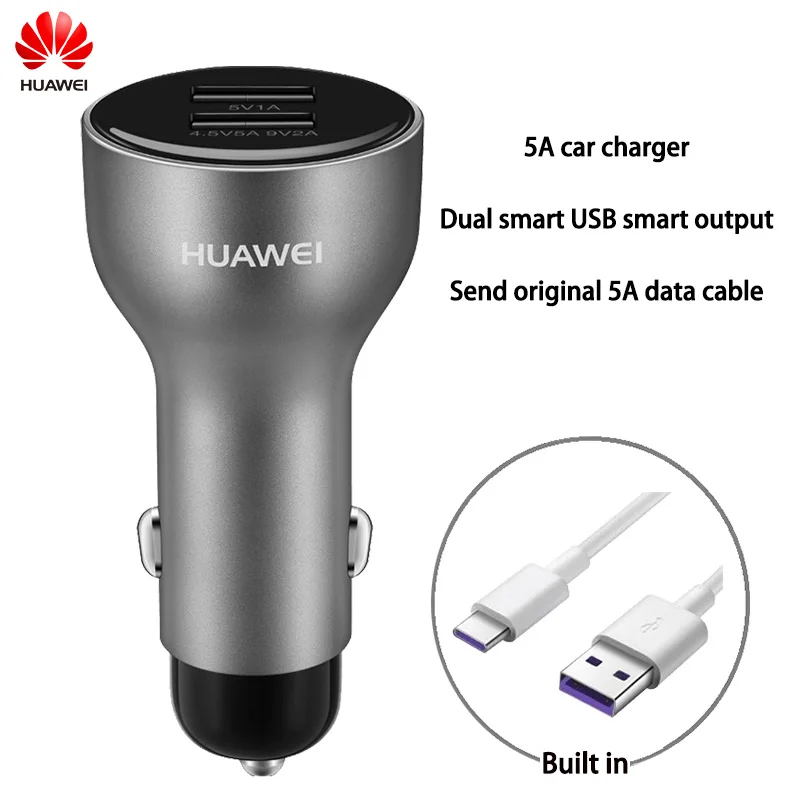 Быстрое Автомобильное зарядное устройство huawei SuperCharge Max 22,5 Вт 40 Вт QuickCharge Max 18 Вт адаптер быстрой зарядки Duable USB порт type C 5A кабель