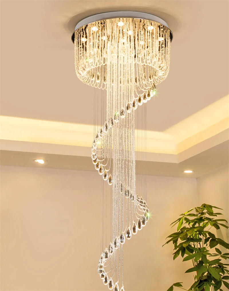 Хрустальные люстры FUMAT K9, большой хрустальный светильник для гостиной, Современная короткая Европейская спираль K9, хрустальные светодиодные люстры, декоративные лампы