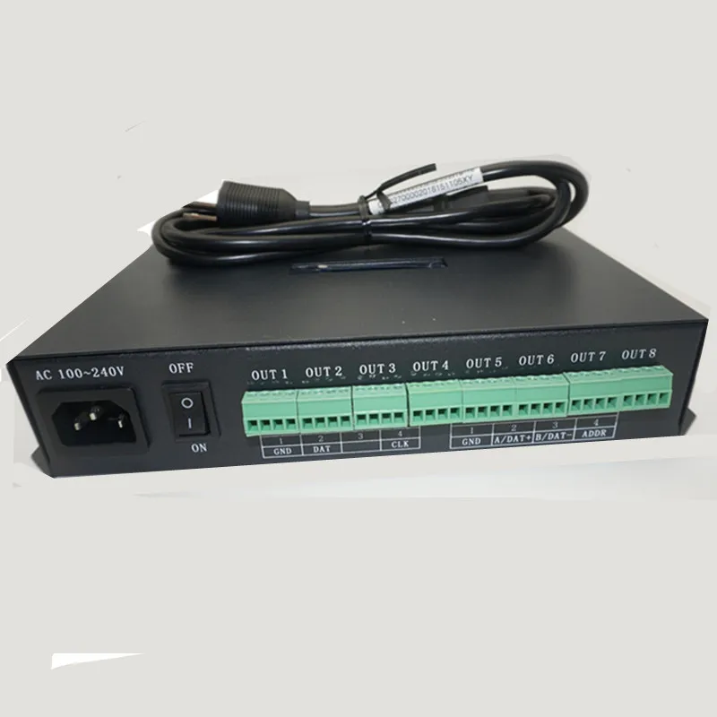 

T-500K controller Computer online RGB Full color led pixel module controller 8ports support up to 300000 pixels ws2801 ws2812b