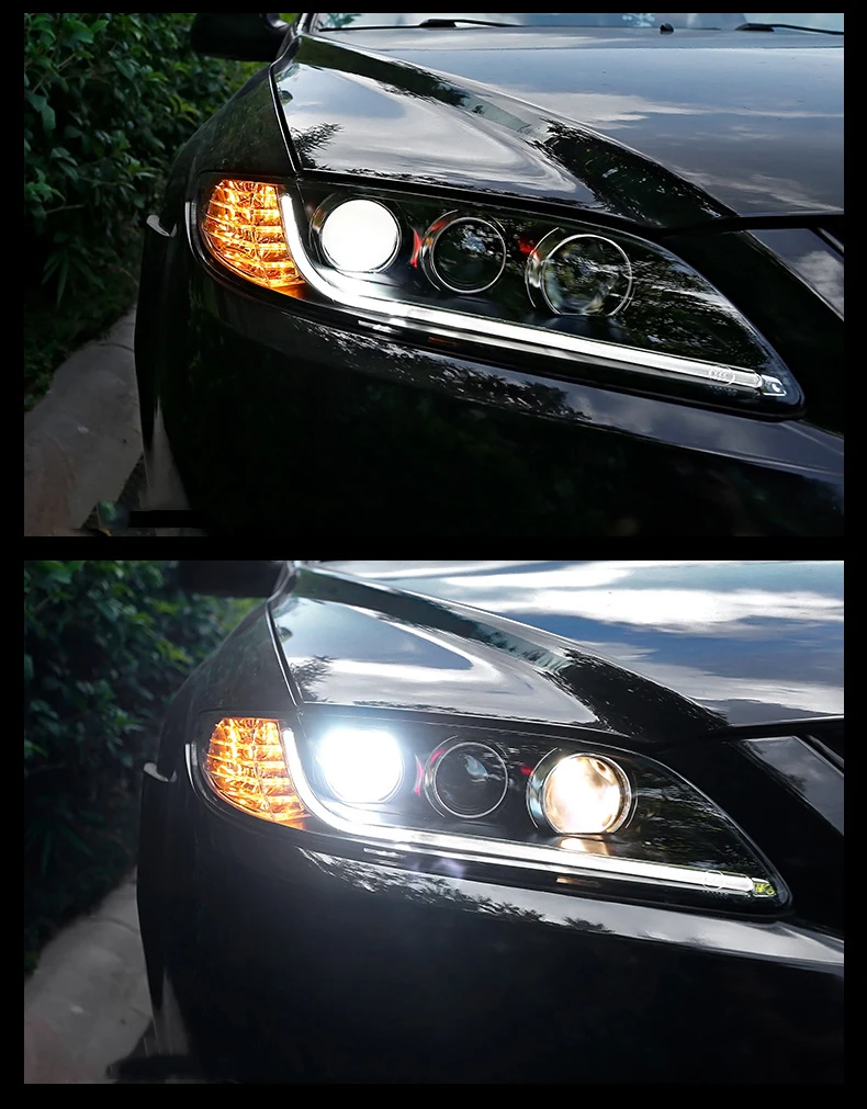 Автомобиль голове стиль лампы для Mazda6 Mazda 6 M6 2004-2013 светодиодные фары DRL Объектив Двойной Луч bi -ксеноновые
