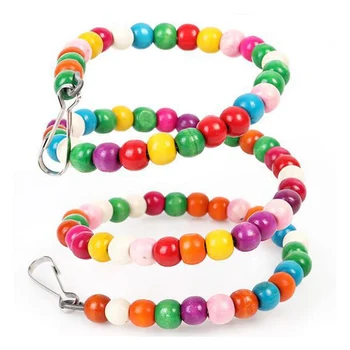 

100CM Rainbow Beads Birds Toys Climb Cableway Hamster Parrot Hang Bites Toy Stairs Parakeet Swing Exercise Wooden Bird Ladder