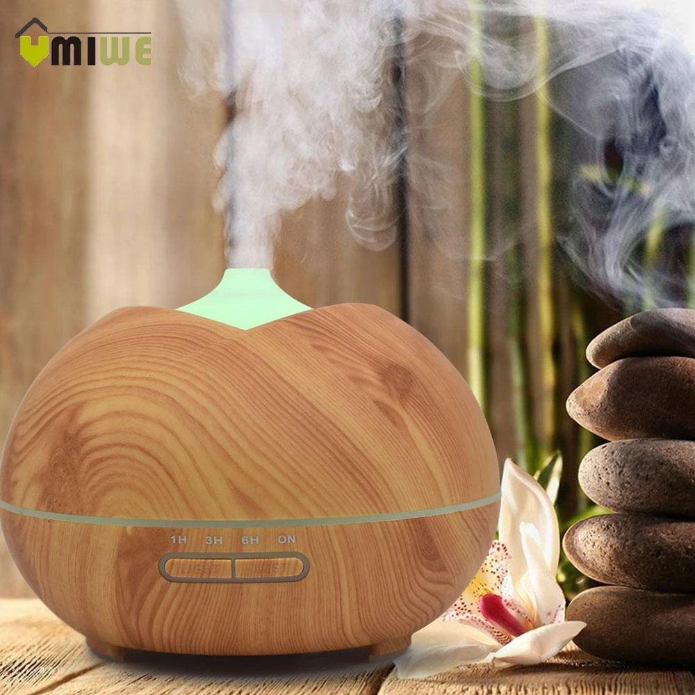

New 400ml Aroma Essential Oil Diffuser Ultrasonic Air Humidifier purifier with Wood Grain LED Lights for Office Home Bedroom