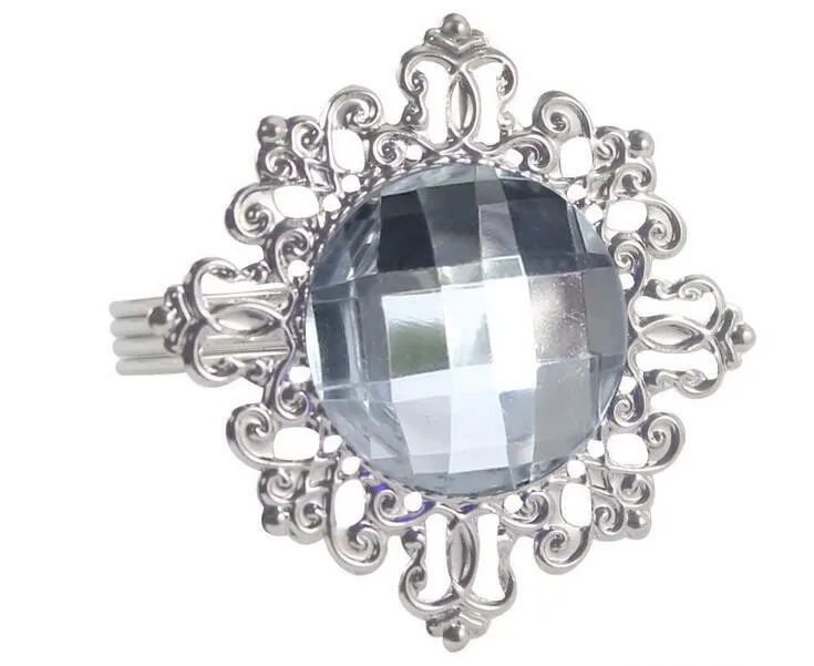 50 шт. посеребренный металл + Круглый прозрачный кристалл кольцо для салфеток салфетку Пряжка держатель для свадебного банкета ужин
