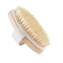 Овальная сухая щетка для тела натуральный Кабан щетина органический сухой кожи щетка для тела бамбуковая влажная спина щетки для душа отшелушивающая купальная щетка