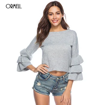 

ORMELL Pullover Streetwear Short Ladies Sweaters 2018 Autumn Winter Vintage Sweater Women Tops Woman Casual Knitting Womens Top