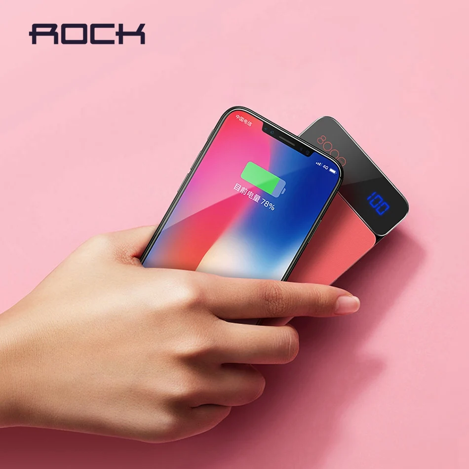 LED 8000mAh QI Wireless Charger,ROCK Power Bank For iPhone X 8 Samsung S9 S8 External Battery Charger 10W Wireless Charging Pad LED 8000mAh QI Wireless Charger,ROCK Power Bank For iPhone X 8 Samsung S9 S8 External Battery Charger 10W Wireless Charging Pad