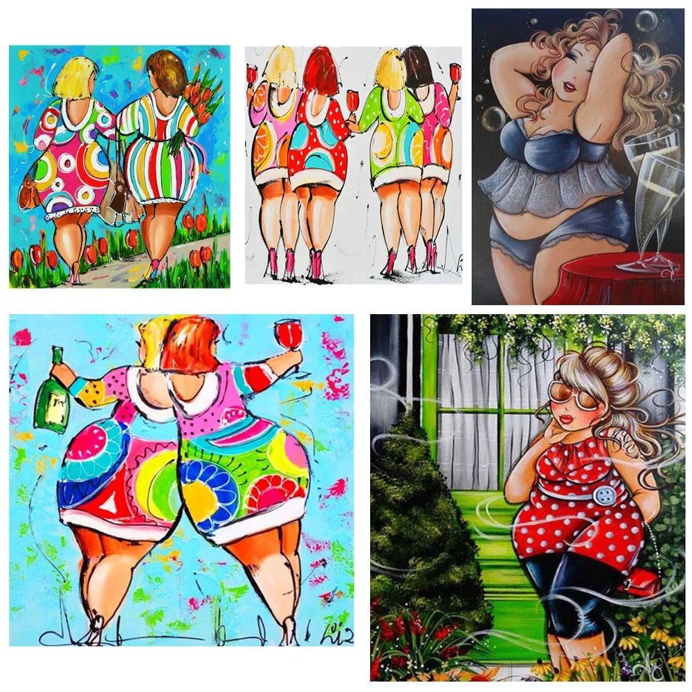5D DIY Diamond Embroidery Funny Cute Fat Lady Diamond Painting Cross