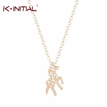 1pcs Gold Silver Unicorn Necklace for Women Jewelry Handmade Tiny Brushed Metal Cut Out Unicorn Necklace Statement Collar Bijoux