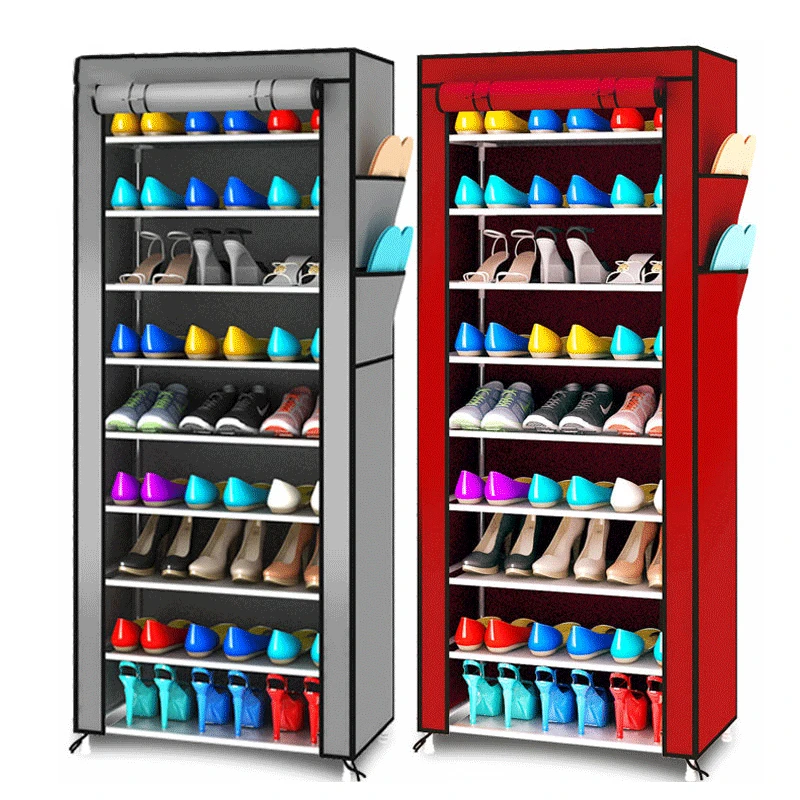 Multi-purpose Oxford Cloth Dustproof Waterproof Shoes Cabinet Shoes Racks 10 Layers 9 Grids Shoe Organizer Shelf Shoes Furniture