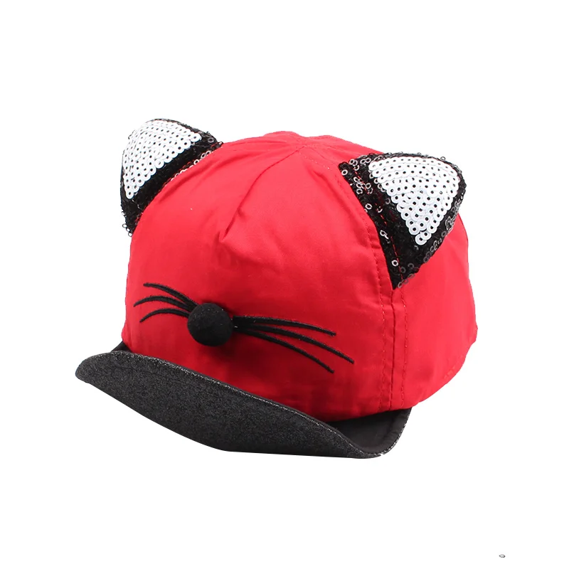 Cartoon Cat Baby Caps New Soft Cotton Baby Hat With Ears Summer Sequins Caps For Girls 2017 Summer Autumn Baby Boys Sun Hats (3)