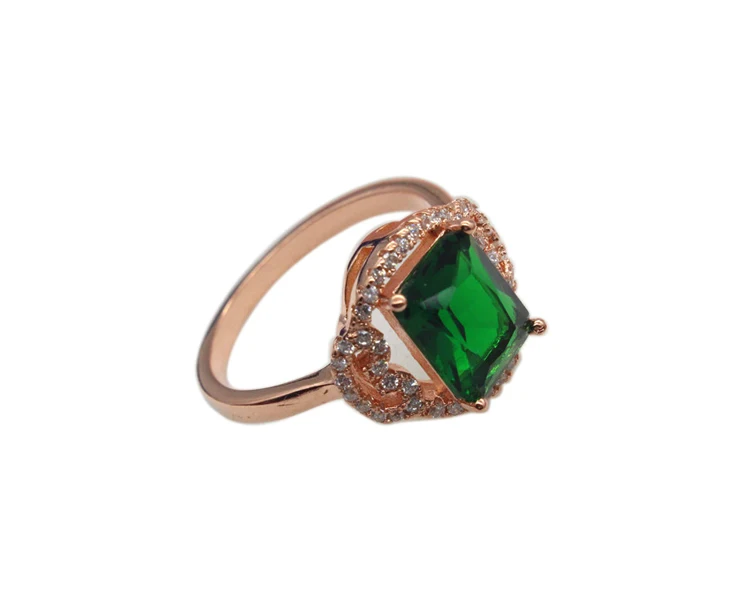 

1PCS Rectangle Simulated Tourmaline Rhinestone Rose Gold Color Ring