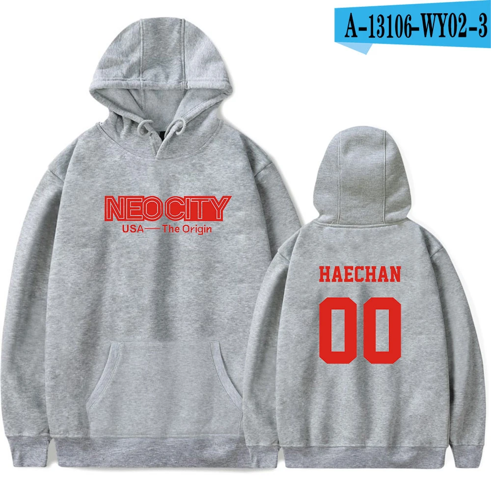 gray Новинка,, Nct 127, толстовка с принтом NEO CITY HAECHAN, Мужская толстовка, сохраняющая тепло, женские толстовки, мягкий хлопок, для отдыха, для мальчиков/девочек, уличная одежда - Цвет: gray