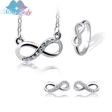 Miss Lady, свадьба, любовники, горный хрусталь, кристалл, милые, бесконечность, ювелирные наборы, подвеска, серьги, кольца, мода для женщин, 3M045