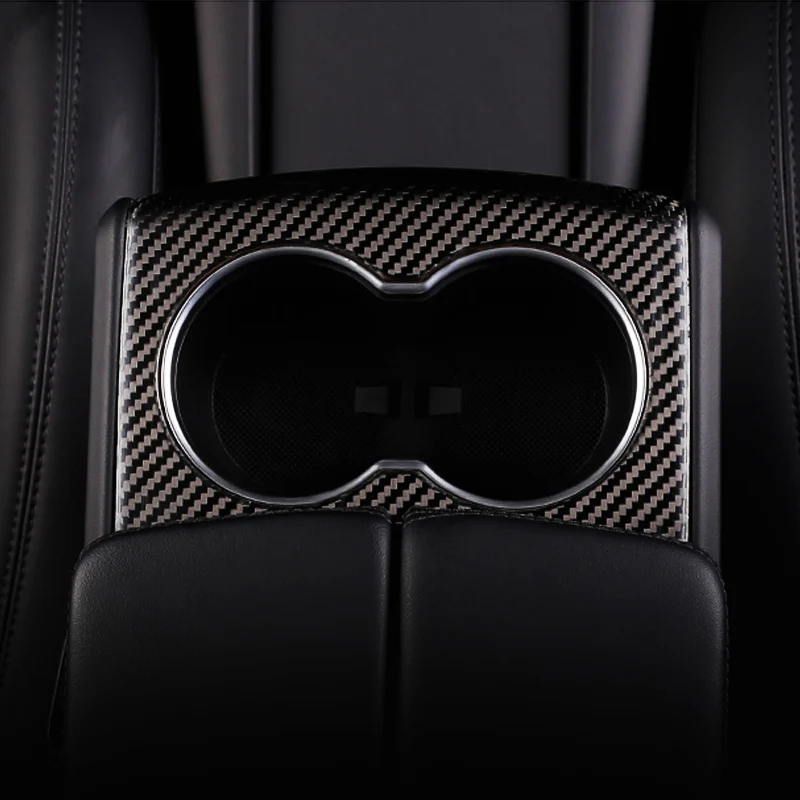 Немного изменить настоящее углеродное волокно держатель чашки декоративный блёстки модификации для Tesla модель S X - Название цвета: Water Cup Frame