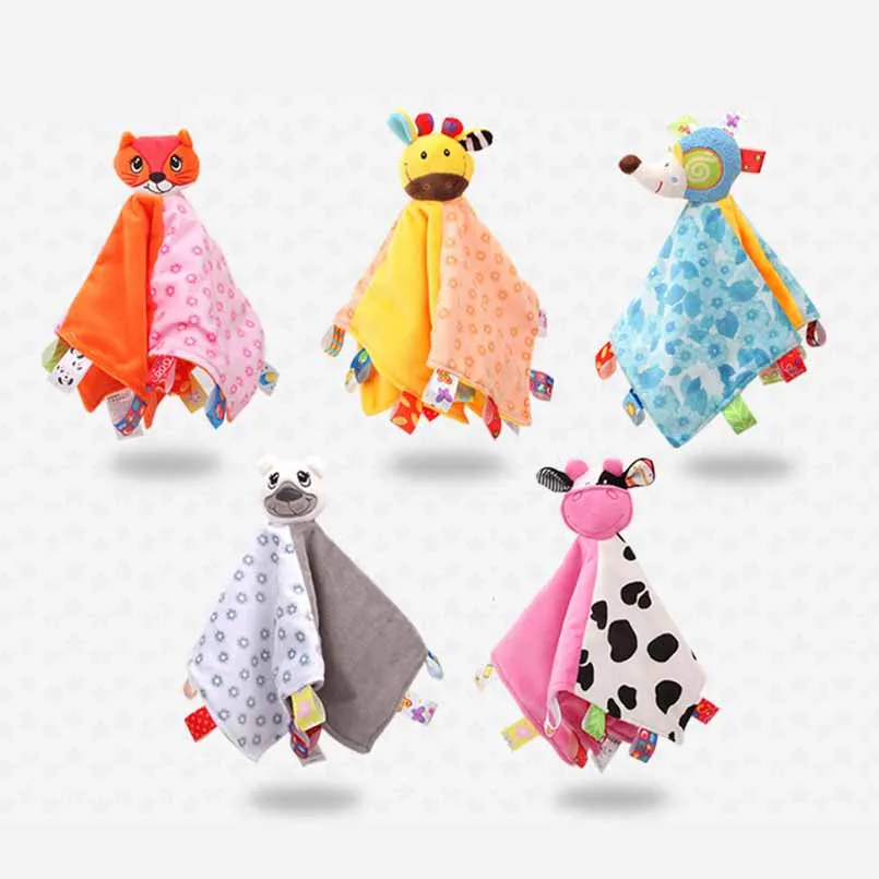 

Educational Toddler Toys Cute Animal Baby Soothing Towel Soft Baby Appease Towel Infant Teether Hand Grasping Towels Plush Toys