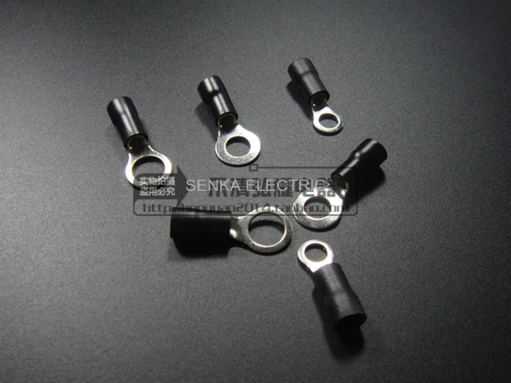 

100pcs RV3.5-5L #10 Black Plactic Vinyl Insulated Ring Terminals For 14-12 AWG, 2.5-4mm2 Wires