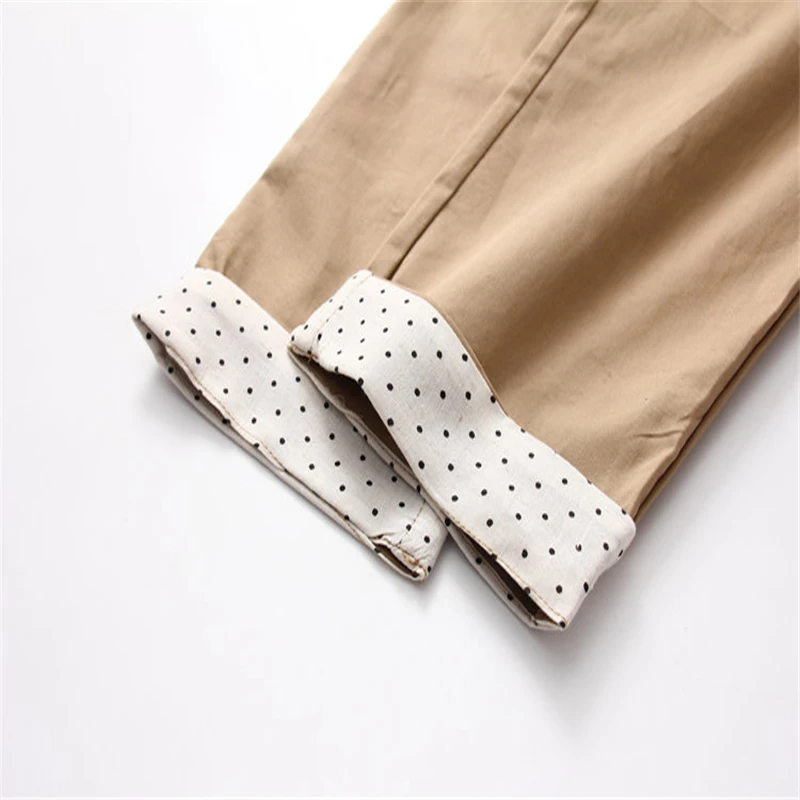 Merry Pretty Women Floral Embroidery Calf Length Pants 2019 Summer Dot Patchwork Elastic Waist Khaki Pant Casual Straight Pants Merry Pretty Women Floral Embroidery Calf Length Pants 2019 Summer Dot Patchwork Elastic Waist Khaki Pant Casual Straight Pants