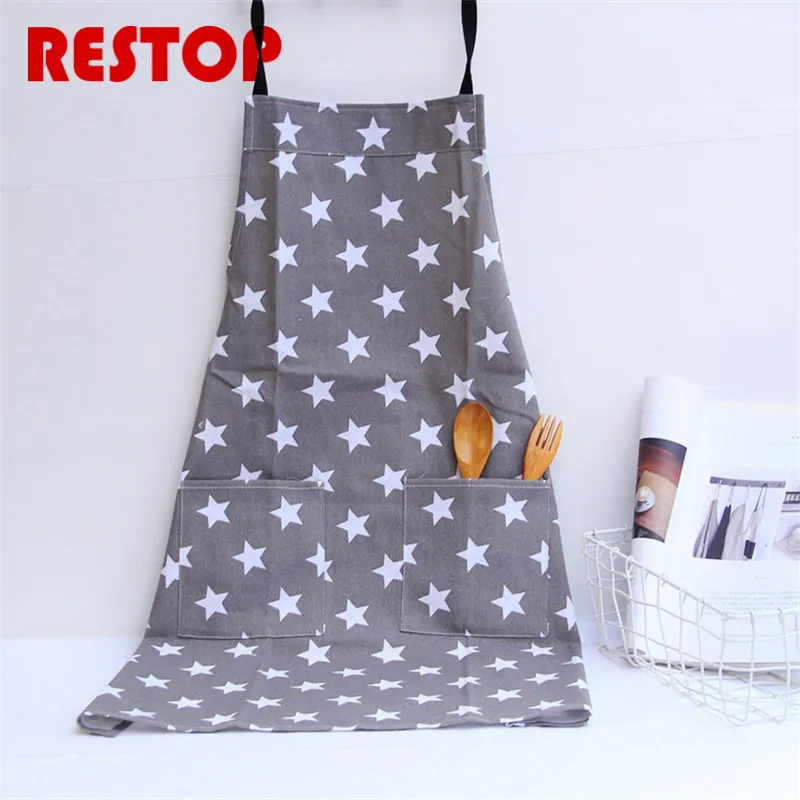 75x58cm Waterproof Japanese Style Five pointed Star Apron Pure Cotton