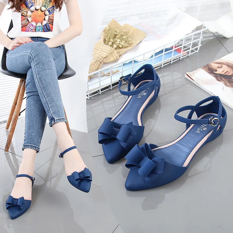 EOEODOIT-2019-Summer-Jelly-Shoes-Beach-Sand-Soft-Slip-Resistance-Sandals-Flat-Heel-Pointy-Toe-Women