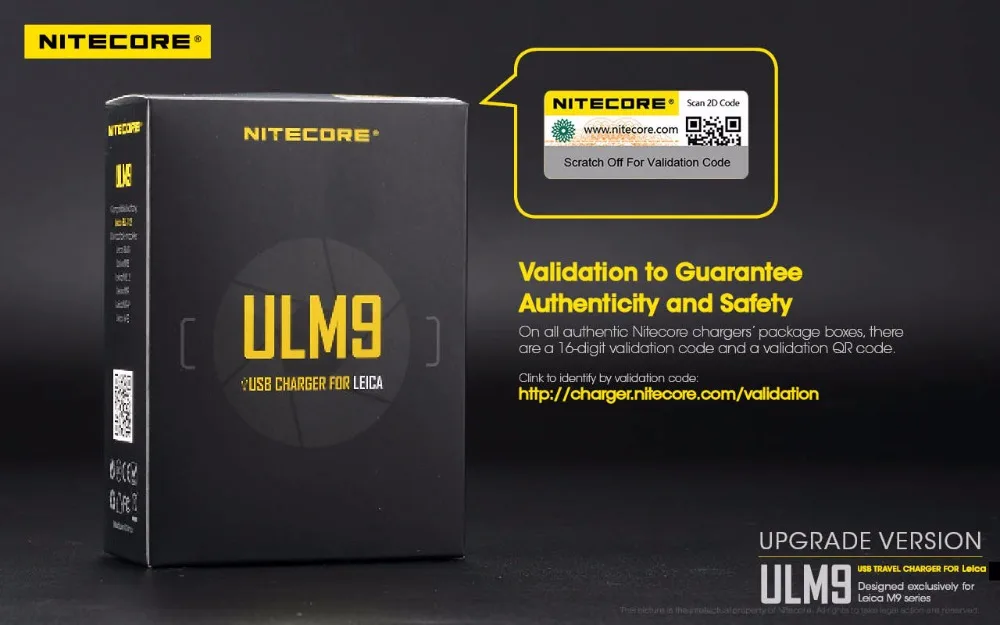 Nitecore ULM9 USB зарядное устройство для Leica BLI-312 батареи Leica камера BM8 M8 M8.2 M9 M9-P M-E